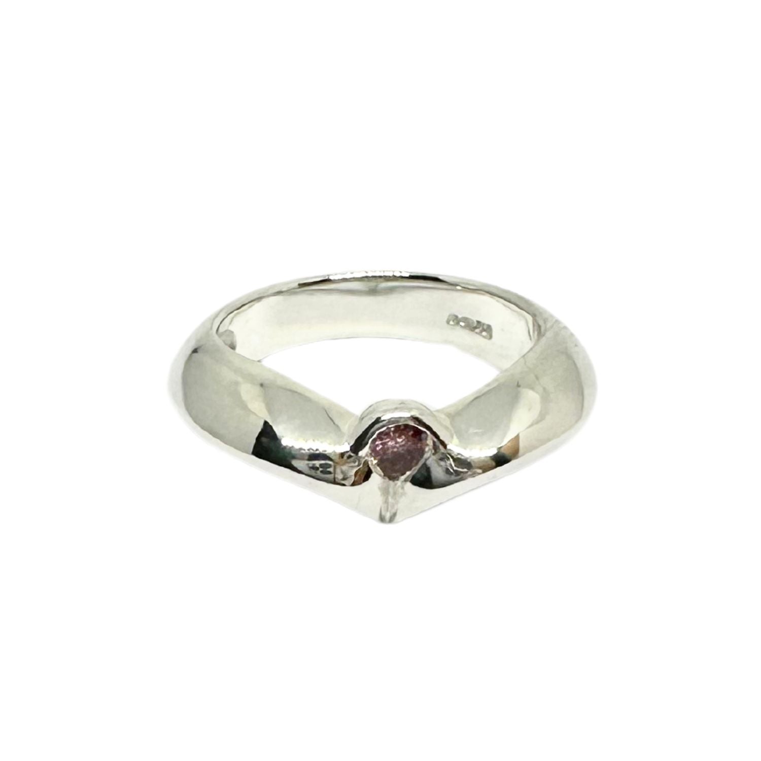 Heart-Shaped Band Ring with Pink Cubic Zirconia